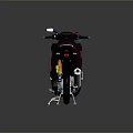Burgundy Modern Scooter Motorcycle with Black Seat and Yellow Shock Absorber on Reflective Floor