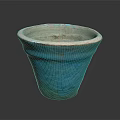 Vintage Blue Ceramic Flower Pot As Garden Ornament With Distressed Finish