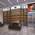 Tobacco and Alcohol Store Interior With Shelves And Display Counters For Products