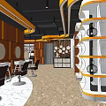 Modern Beauty Hair Salon Interior With White Worktable Black Chairs Wooden Cabinets And Vintage Tram Mural