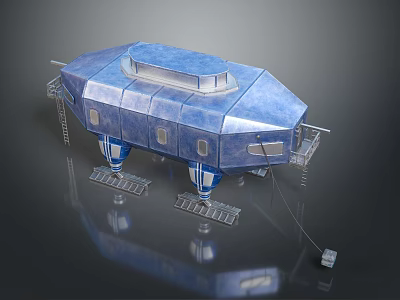 Blue Metallic Modular Structure Design With Support Legs Platforms And Ladders 3d model