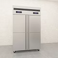 Stainless Steel Commercial Refrigerators Freezers in Clean Bright Modern Kitchen Space