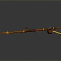 Traditional Bow And Arrow Weapon With Orange Yellow Decorations Red Feathers And Quiver