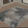 Square Rug with Abstract Gray Blue Beige Fluid Design for Living Room Wooden Floor