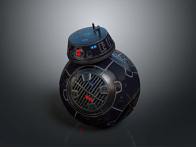 Modern Spherical Electronic Appliance With Blue Red Indicators Top Sensor And Grille Pattern 3d model