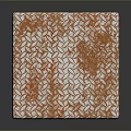 Reddish Brown Silver Textured Rusted Metallic Cube With Diamond Pattern On Dark Surface 3d model