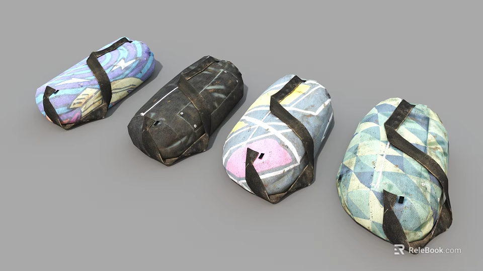 Colorful Patterned Stylish Luggage Cases With Diverse Designs And Modern Styles 3d model 