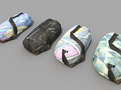 Colorful Patterned Stylish Luggage Cases With Diverse Designs And Modern Styles 3d model