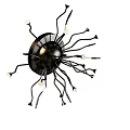Modern Black Metal Wall Lamp With Curved Arms And Multiple Illuminating Lights