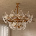 Modern Gold Frame Chandelier With Transparent Leaf Design For Interior Ceiling Decoration