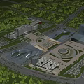 Aerial Planning of Modern Urban Architectural Layout With Open Plaza Green Spaces and Road Network
