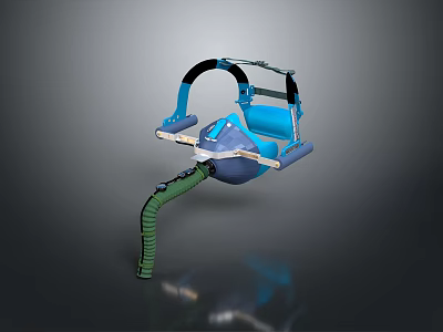 Futuristic Mechanical Weapon With Blue Black Design And Flexible Hose Component Structure 3d model