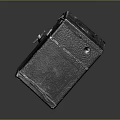 Vintage Black Leather Box With Textured Surface And Metal Hardware Details