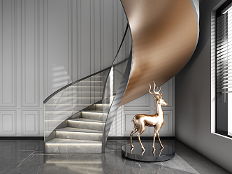 Light Luxury Revolving Staircase 3d model