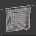 Stylish Gray Decorative Towel with Geometric Patterns Hanging on a Rope 3d model