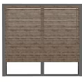 Brown Slatted Wooden Window Blinds Installed On Home Window With Glass Panes