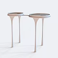 Modern Double Round Coffee Table With Glass Top And Black Legs