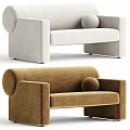 Modern Multi Seat Sofa With Light Gray And Brown Velvet Upholstery Round Pillow
