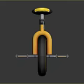 Bright Yellow Unicycle With Black Seat Colorful Spokes And Metal Foot Pedals