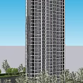 Modern High Rise Residential Buildings Featuring Glass Curtain Walls And Surrounding Trees