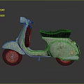 Vintage Light Green Scooter With Rusted Body Black Seat And Red Wheels
