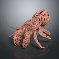Unique Pink Lobster Aquatic Creature With Detailed Shell Antennae And Claws On Gray Surface