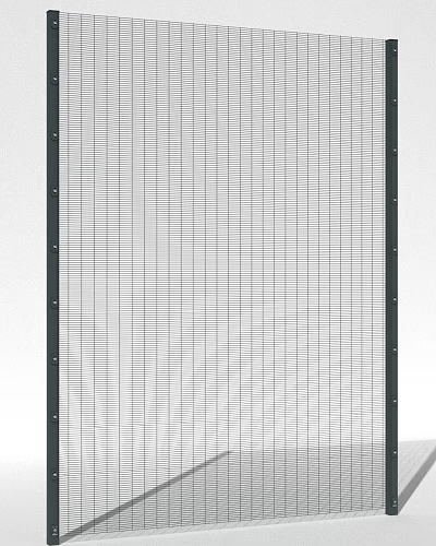 Metal Mesh Fence With Vertical Grid Structure 3d model