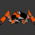 Orange Spider Like Robot Design With Multiple Mechanical Legs And Round Body 3d model