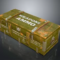 Green Wooden Weapons Ammo Box With Metal Clasps And Warning Labels