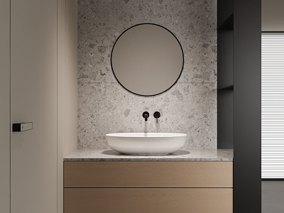 Modern toilet table basin partition mirror 3d model