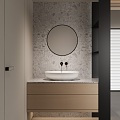 Modern toilet table basin partition mirror 3d model