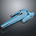 Blue Sci-Fi Spaceship Model With Streamlined Design Shiny Surface And Detailed Engines 3d model
