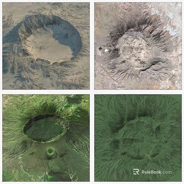 Scenic Garden Landscape With Different Volcanic Crater Views And Green Vegetation 3d model 