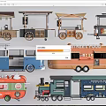 Vintage Style Functional Vehicles With Street Food Carts Mobile Trucks And Colorful Designs