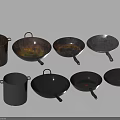 Assorted Cast Iron Cookware With Frying Pans Woks And Saucepan In Black Finish