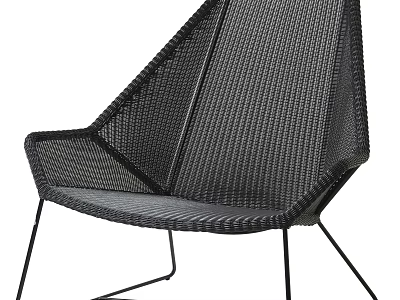 Modern Black Woven Leisure Chair With Sturdy Metal Legs And Stylish Design 3d model