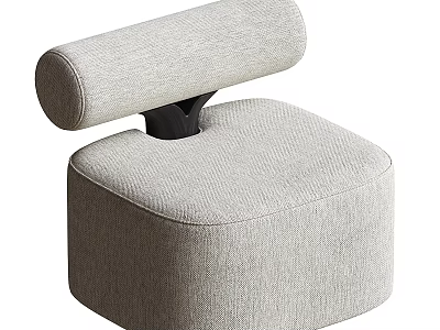 Modern Light Gray Fabric Single Sofa With Cylindrical Backrest And Black Connector 3d model