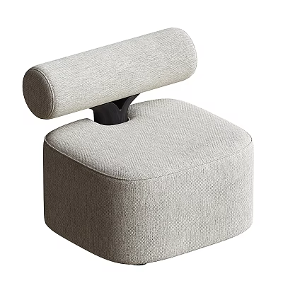 Modern Light Gray Fabric Single Sofa With Cylindrical Backrest And Black Connector 3d model