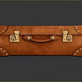 Vintage Brown Leather Suitcase With Brass Locks And Classic Design Details