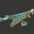 Futuristic Sci Fi Gun Weapon With Blue Accents And Mechanical Parts