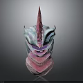 Iridescent Fantasy Helmet With Spiked Top And Pink Blue Gradient Layered Design