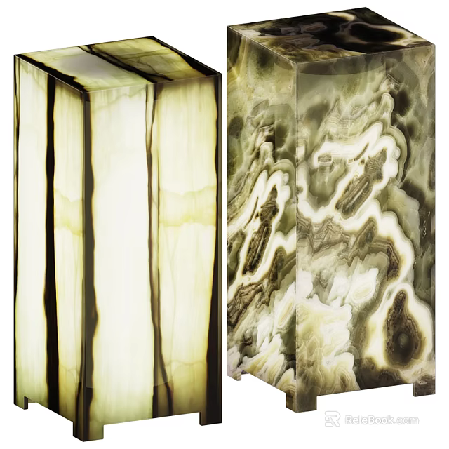 Outdoor Light With Modern Design Natural Marble Texture And Translucent Vertical Stripes 3d model