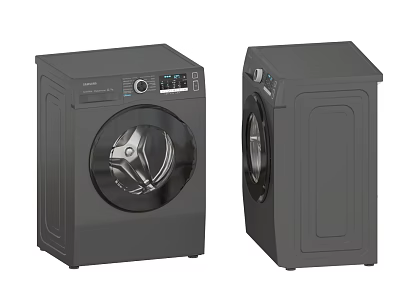 Modern Gray Front Loading Washing Machines With Control Panel And Sleek Design 3d model