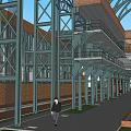 Commercial Complex with Steel Structure Red Brick Facade and Multi Level Walkways
