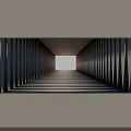Long Format Landscape Painting With Dark Pointed Structures And Light At The End Tunnel Perspective 3d model
