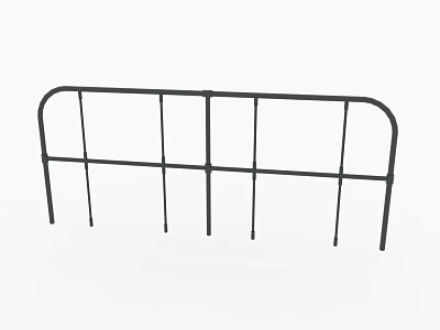 Black Metal Temporary Fence With Curved Top And Vertical Support Legs 3d model