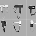 Various Designed Hair Dryers With Wall Mounted Styles And Different Colors