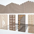 Stylish Decorative Room Dividers With Various Artistic And Geometric Patterns 3d model