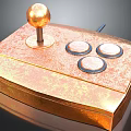 Vintage Copper Game Controller With Golden Ball Joystick And Three Circular Buttons