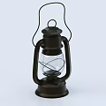 Vintage Black Metal Candle Lamp With Transparent Glass Shade And Handle